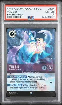 2024 DISNEY LORCANA EN 4-URSULA'S RETURN #209 YEN SID - POWERFUL SORCERER PSA 8 - Image 1