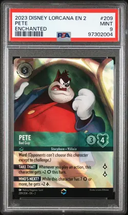 2023 DISNEY LORCANA EN 2-RISE OF THE FLOODBORN ENCHANTED PETE - BAD GUY PSA 9 - Image 1