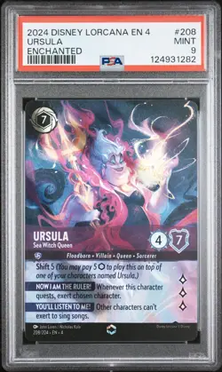 2024 DISNEY LORCANA EN 4-URSULA'S RETURN #208 URSULA - SEA WITCH QUEEN PSA 9 - Image 1