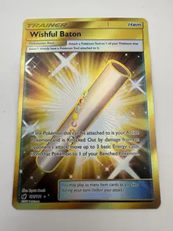 Pokemon TCG Wishful Baton 121/111 Sm-Crimson Invasion Secret Rare Gold Holo - Image 1