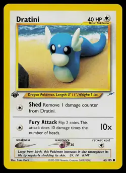 Pokemon Card - Dratini Neo Destiny 63/105 Common 1st Edition - Image 1