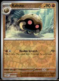 Kabuto 140/165 Uncommon 151 Pokemon Reverse Holo Lightly Played - Image 1
