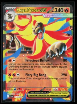 Mega Pyroar ex 015/086 Double Rare ME04: Chaos Rising Pokemon NM - Image 1