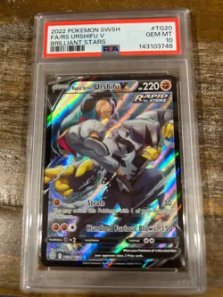 POKEMON 2022 Brilliant Stars Full Art Rapid Strike URSHIFU V #TG20 PSA 10 Gem 3 - Image 1