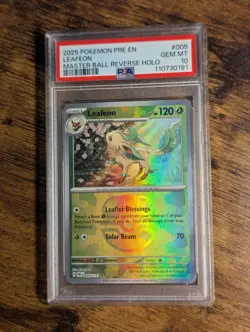 Pokemon SV 🌿 Prismatic Evolutions Holo Leafeon Master Ball 005/131 PSA 10 ✨ - Image 2