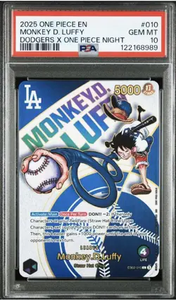 [PSA10] mc08 Psa10 End 8989 Dodgers Luffy One Piece Card - Image 1