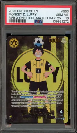 One Piece CCG Monkey.D.Luffy BVB X One Piece Match Day '25 ST13-003 PSA 10 - Image 1