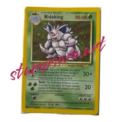 POKEMON Card BASE Set NIDOKING #11/102 Black Star Rare Holo Holofoil Shiny NM-M! - Image 1