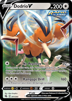 Dodrio V 201/264 Rare Holo V | Fusion Strike | Pokemon Card - Image 1
