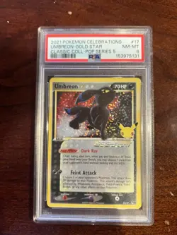 Pokemon TCG Umbreon Gold Star 17/17 Celebrations Classic Collection NM PSA 8 - Image 1