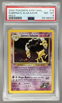 2000 Pokemon Gym Challenge 16 Sabrina's Alakazam Holo PSA 8 66166559 - Image 1
