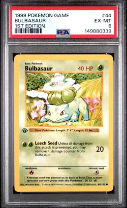 1999 Pokemon 1st Edition 44 Bulbasaur PSA 6 149880339 - Image 1