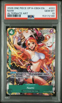 2026 ONE PIECE OP14 EB04 #031 AZURE SEA'S SEVEN NAMI ALT ART PSA 10 GEM MINT - Image 1