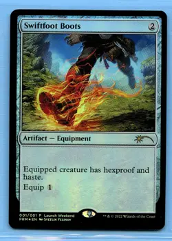 MTG: Streets of New Capenna: Launch Weekend Promo: Swiftfoot Boots: FOIL - Image 1