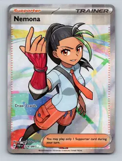Pokemon TCG Nemona Holo Ultra Rare SV: Paldean Fates 229/091 - Image 1