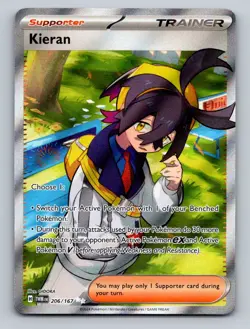 Pokemon TCG Kieran Holo Ultra Rare SV06: Twilight Masquerade 206/167 - Image 1
