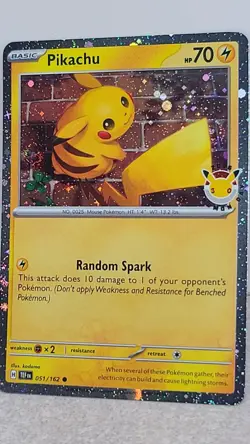 Pikachu 051/162 Stamped Promo W/ Double SWIRL - Pokemon Day 30th Anniversary E1 - Image 1