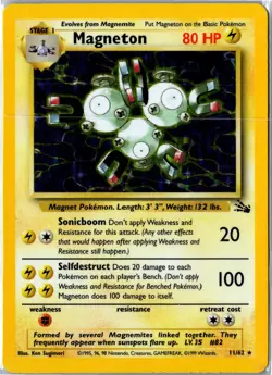 Vintage Pokemon Card - Magneton Fossil 11/62 1999 Rare Holo Unlimited Holo MP - Image 1
