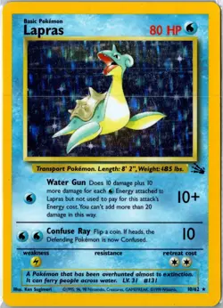 Vintage Pokemon Card - Lapras Fossil 10/62 1999 Rare Holo Unlimited MP - Image 1