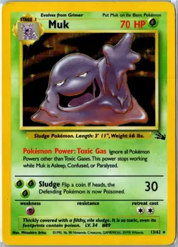 Vintage Pokemon Card - Muk Fossil 13/62 1999 Rare Holo Unlimited Heavily Played - Image 1