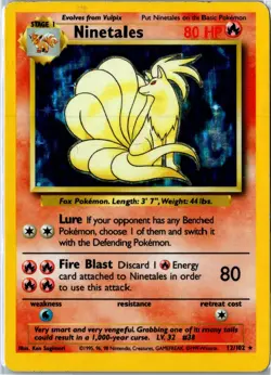Vintage Pokemon Card - Ninetales Base Set Unlimited 12/102 1999 Holo Rare HP - Image 1