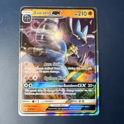 Pokemon Lucario GX Promo Holo Card SM100 SM Set 210 HP Stage 1 130 Attack - Image 1