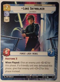Star Wars Unlimited Luke Skywalker Jedi Knight HYPERSPACE Legendary Card SOR 317 - Image 1