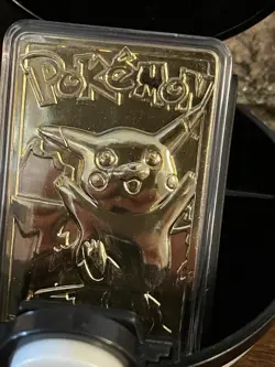 1999 Pokemon Pikachu 23K gold-plated trading card with ball and box. - Image 3