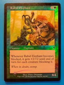 MTG 1x FOIL Rabid Elephant # 263 Odyssey Pauper Magic the Gathering Card x1 MP - Image 1