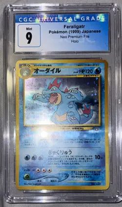 CGC 9 MINT Feraligatr 1999 Neo Premium File Japanese 160 Holo Pokemon Card psa - Image 1