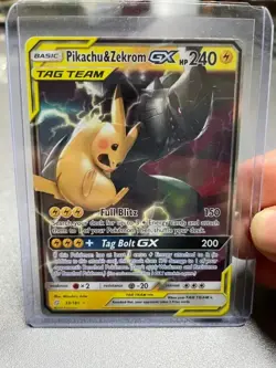 Pokemon TCG Sm: Team Up Pikachu Zekrom GX Ultra Rare Holo Card 33/181 Near Mint - Image 1