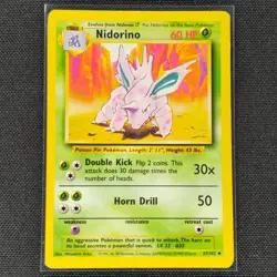 Nidorino - 37/102 - Uncommon - Base Set - Pokemon Card - LP - Image 1