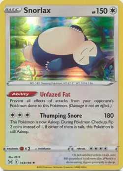 Snorlax 143/196 Holo Rare SWSH Lost Origin Pokemon English NM - Image 1