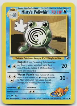 MISTY'S POLIWHIRL 53/132 UNCOMMON GYM HEROES POKEMON UNLIMITED LP - Image 1