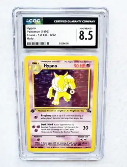 1999 POKEMON FOSSIL HYPNO #8 1ST EDITION HOLO-RARE CGC 8.5 NM-MINT - Image 3
