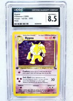 1999 POKEMON FOSSIL HYPNO #8 1ST EDITION HOLO-RARE CGC 8.5 NM-MINT - Image 5