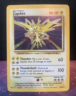 Zapdos 16/102 Pokemon Base Set Holo Unlimited Rare 1999 WoTC MP - Image 1