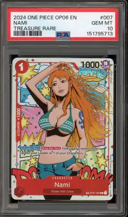 One Piece CCG Nami Treasure Rare ST01-007 PSA 10 Gem Mint - Image 1