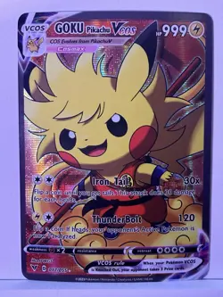 GOKU Pikachu V Dragon Ball Z Cosplay Pokemon TCG YWGS Custom Fan Art Holo Card - Image 1