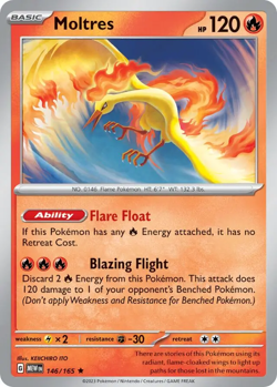 Moltres 146/165 Holo MEWen 151 English Pokemon Card NM - Image 1