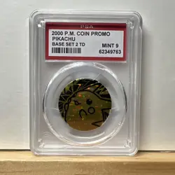 2000 Pokemon Pikachu PSA 9 MT Mint Base Set 2 Theme Deck Promo Coin Vintage! 🔥 - Image 1