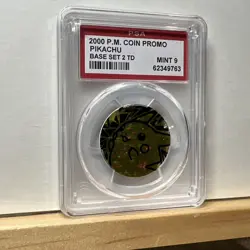2000 Pokemon Pikachu PSA 9 MT Mint Base Set 2 Theme Deck Promo Coin Vintage! 🔥 - Image 2