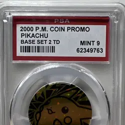 2000 Pokemon Pikachu PSA 9 MT Mint Base Set 2 Theme Deck Promo Coin Vintage! 🔥 - Image 5