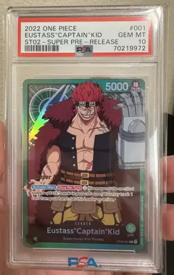 2022 One Piece Super Pre-release ST02-001 Eustass Captain Kid PSA 10 GEM MINT - Image 1