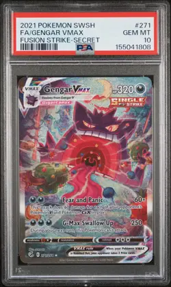 2021 POKEMON SWORD & SHIELD FUSION STRIKE SECRET FULL ART/GENGAR VMAX PSA 10 - Image 1