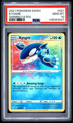 2021 POKEMON SWORD & SHIELD SHINING FATES #021 KYOGRE PSA 10 - Image 1