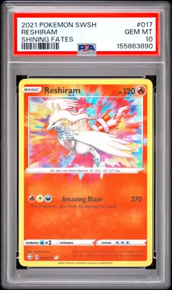 2021 POKEMON SWORD & SHIELD SHINING FATES #017 RESHIRAM PSA 10 - Image 1