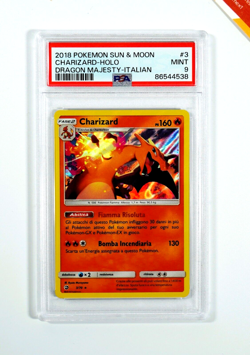 Pokemon PSA 9 Charizard #3 Holo Sole & Luna Trionfo dei Draghi 2018 Italiano - Image 1