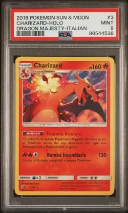 Pokemon PSA 9 Charizard #3 Holo Sole & Luna Trionfo dei Draghi 2018 Italiano - Image 2
