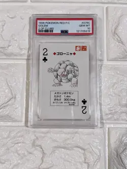 1996 POKEMON RED VERSION PLAYING CARDS 076C GOLEM 2 OF CLUBS PSA10 - Image 3